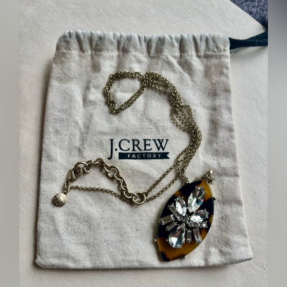 J. Crew Gold Necklace with Tortoiseshell Pendant - Picture 1 of 2